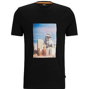 BOSS Heren TeFragile T-shirt van katoen-jersey met artwork van het nieuwe seizoen, zwart 2, M