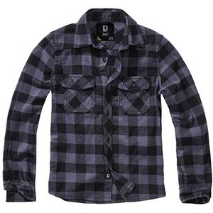 Brandit Checkshirt voor kinderen, houthakkershemd, maten 122 tot 176, zwart/grijs, 170/176 cm