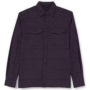 7 For All Mankind Heren Overshirt Katoen Wol Flanel Check Shirt, Violet, S