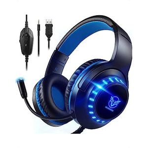 Pacrate Gaming Headset voor PS4 PC 3.5 mm Hoofdtelefoon met Microfoon Over Ear Noise Cancelling LED licht Compatibel met PS4 Xbox One PC Nintendo Switch Laptop Mac