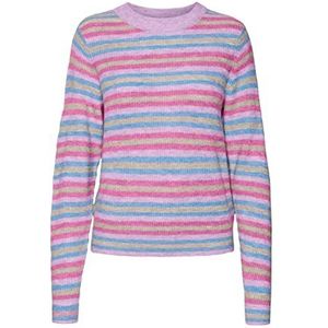 VERO MODA VMLEFILE LS O-hals pullover Boo L/S gebreid product, Orchid Bloom/detail: W. Little Boy Blue Birch Cyclamen, XS, Orchid Bloom/Detail:w. Little Boy Blue Birch Cyclamen, XS