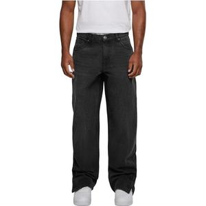 Urban Classics Heren Heavy Ounce Straight Fit jeans broek met rits, zwart gewassen, W38, Zwart gewassen, 12