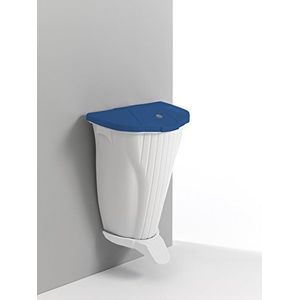 TTS Cleaning 00005840Wb Wall-Up vuilnisbak van polypropyleen, blauwe deksel en pedaal, wit, inhoud 50 liter, wit