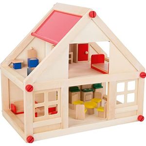 Poppenhuis met 22 meubels - Houten speelgoed vanaf 3 jaar