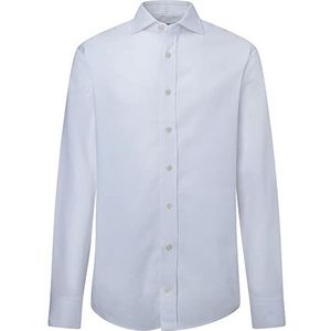 Hackett London Heren Stretch Giro Textuur Shirt, Wit, XXL