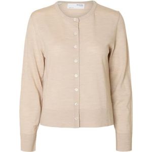 Selected - Thea - Vest - Ronde Hals - Lange Mouwen - Knoopsluiting - 100% Merinowol