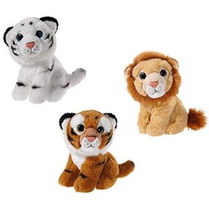 Heunec 519909 pluche dier, set, leeuw, tijger, pandabaar, bruin/zwart/wit