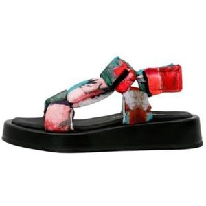DOGO Veganistische meerkleurige sandalen voor dames, gras- en zeemotief, Meerkleurig, 39 EU