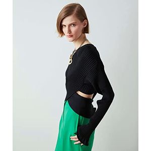 IPEKYOL Dames Cutout Knitwear Sweater, Zwart, S