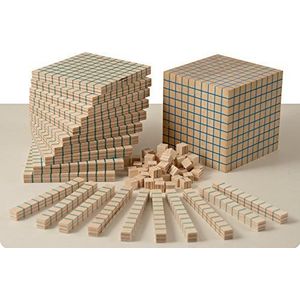 Dida - Set van 121 Houten Basis 10 Blokken, Montessori Educatief Materiaal voor Wiskunde, Multibase Dienes Rekenkundige Blokken voor Kinderen