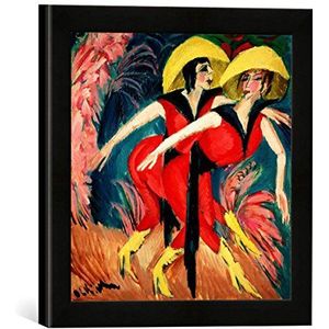 Ingelijste afbeelding van Ernst Ludwig Kirchner Dancers in Red, 1914"", kunstdruk in hoogwaardige handgemaakte fotolijst, 30 x 30 cm, mat zwart