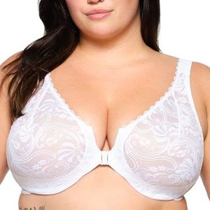 Wonderwire Beha met kant, opening vooraan, #9245, Wit, 90C