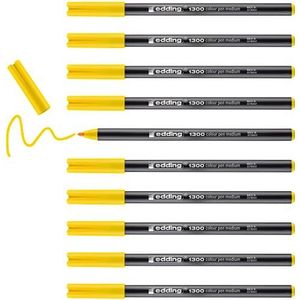 edding 1300 viltstift medium - geel - 10 stiften - ronde punt 2 mm - viltstift om te tekenen en schrijven - viltstift voor school, mandala's, bullet journals