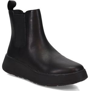 Fitflop F-Mode Leren Flatform Chelsea Boots voor dames, Zwart, 38.5 EU