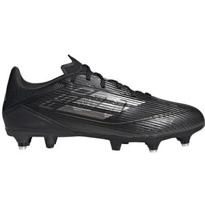 adidas F50 League voetbalschoenen voor dames en heren, zachte grondschoenen, Core Black Iron Met Goud Met, 46 2/3 EU