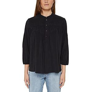 ESPRIT Shiny Henley-blouse met LENZING ™ ECOVERO ™, zwart, 34