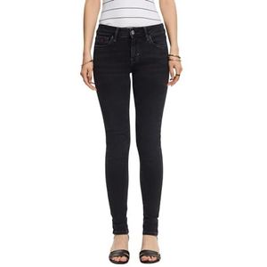 ESPRIT Skinny jeans met gemiddelde taillehoogte, Black Rinse, 32W x 32L