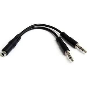 StarTech.com 3,5 mm audio-jack Y-kabel - headset splitter - adapter - 1 x 3,5 mm 4 positie socket 2 x 3,5 mm 3 positie stekker - zwart