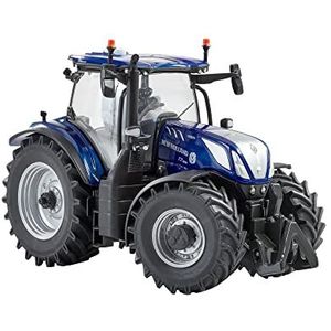 Replica van de New Holland T7.300 Blue Power tractor, compatibel met boerderijdieren en speelgoed op schaal 1:32, geschikt voor verzamelaars en kinderen vanaf 3 jaar.