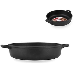 Home Granchef braadpan, coating antiaanbaklaag met 2 handgrepen, rond, aluminium drukgesmelt, zwart, 28 cm