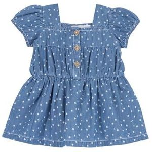 Chicco Lichte denim jurk met korte mouwen voor meisjes, middenblauw, 24 Maanden
