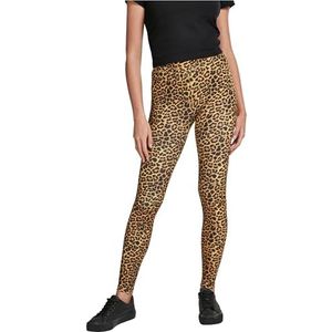 Urban Classics Dames Animal Print Leggings Yoga Fitness Broek, Lange Streetwear & Sportbroek met dierenbont patroon, Leeuw, M
