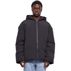 Urban Classics Heren jas Hooded Block Puffer Jacket black L, zwart, L
