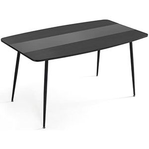 Meerveil Eettafel, keukentafel met verstelbare pads, modern, minimalistisch voor 4-6 personen, geschikt voor eetkamer, keuken, woonkamer, 150 x 76,5 x 85 cm, zwart