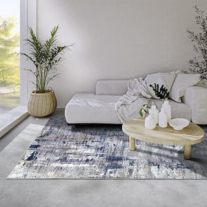 Elle Decor ation Malard tapijt, modern abstract, antislip design, laagpolig tapijt voor slaapkamer, eetkamer, woonkamer, hal, keuken, donkerblauw beige, 120 x 160 cm