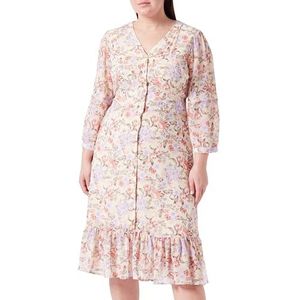 COBIE Midi-jurk voor dames, met bloemenprint, wolwit, meerkleurig, XL