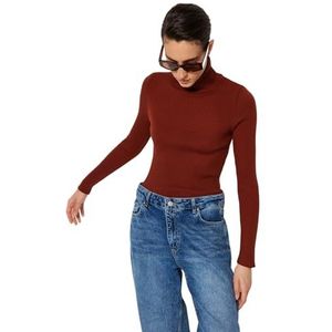 Trendyol FeMan Slim fit Basic Coltrui Gebreide Trui, Tegels, S, Tegel, S