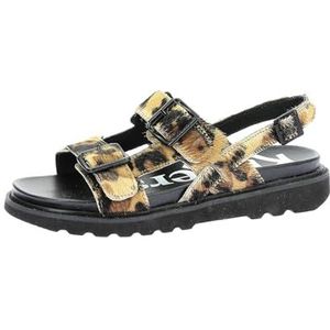 Kickers Neosummer Platte sandalen voor dames, Camel Leopard, 40 EU
