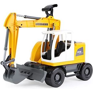 Lena 04611 - Worxx graafmachine model Liebherr A918 Compact Litronic, ca. 48 cm, bouwplaatsspeelgoed voor kinderen vanaf 3 jaar, robuuste graafmachine met functionele graafarm en schuifbord