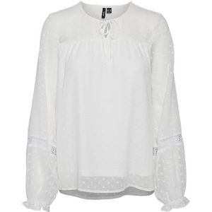 VERO MODA VMLEAH LS LACE TOP WVN GA NOOS, wit (snow white), M