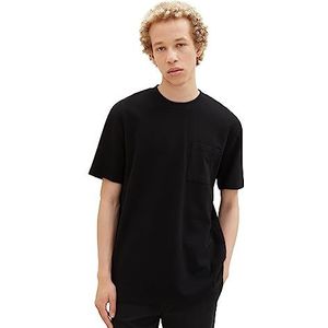 TOM TAILOR Denim Basic T-shirt voor heren met fijne structuur, 29999-zwart, M