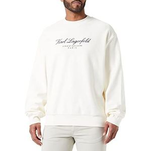 KARL LAGERFELD Heren Sweatshirt Met Hotel Karl-Logo, Gebroken wit, XL