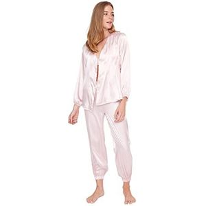 Trendyol Pyjama Set - Blauw - Effen, Stoffige Roos, 62