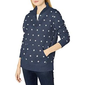 Amazon Essentials Dames lange mouwen lichtgewicht Franse Terry Fleece Quarter-Zip Top, Navy Heather Star, XS