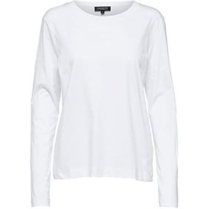SELECTED Dames Basic Langarmshirt Dunne Longsleeve Trui SLFSTANDARD Katoenen Sweater, Colour:White, Size:L