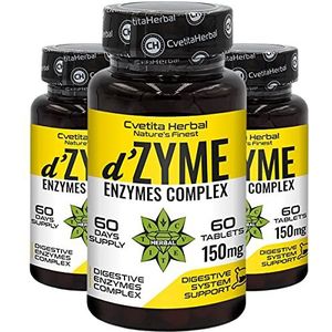 d'Zyme | Enzymen Complex 60 tabletten x 150 mg (2 maanden levering) | Multienzym Complex (Amylase, Neutrale Protease, Cellulase, Lactase, Lipase) | Natuurhulp Spijsverteringsenzym door Cvetita Herbal (3)