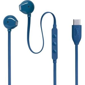 JBL Tune 305C Bedraade oortjes met microfoon en USB-C, met JBL Pure Bass Sound en een 3-knops afstandsbediening, in het blauw