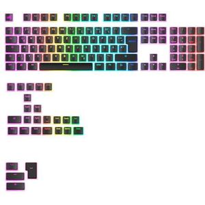 Glorious Gaming - GPBT Aura RGB Keycaps: pudding-style keycaps, Double Shot PBT, doorschijnend, geschikt voor 100%,75%,65%,60% custom mechanisch, past op ANSI, ISO, Zwart - Duitse QWERTZ-indeling