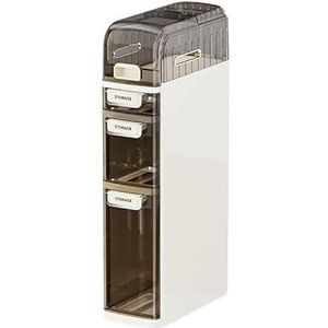 Zstar Badkamerkast met 4 niveaus, smal, waterdicht, kunststof, badkamerkast met wielen, schuifladen en toiletpapierhouder, vrijstaande badkameropbergeenheid voor badkamer, woonkamer, keuken