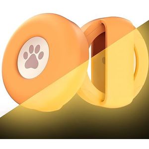 What's Goods® Originele hond en kat huisdieren siliconen halsband bescherm hoesje/houder geschikt voor Apple Airtag - Glow in the dark oranje