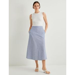 Koton Medium Rise A Line Midi rok voor dames, Blue Stripe (01k), 38