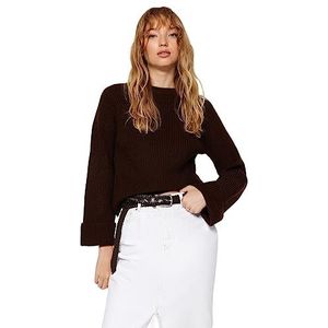 Trendyol FeMan Regular fit Basic Crew Neck Knitwear Trui, Bruin, S, Bruin, S
