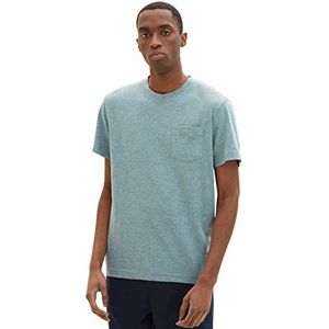 TOM TAILOR Uomini T-shirt 1035633, 31596 - Deep Bluish Green Grindle, S