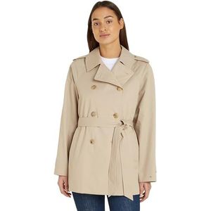 Tommy Hilfiger Katoenen korte trench geweven jassen voor dames, Beige, 72