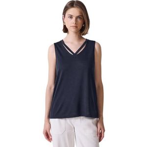 Street One Studio Linnen Look Top met Cut-Outs Dark Void Blue 34, Dark Void Blue, 34