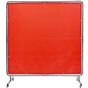 VEVOR Lasgordijn, 1,8 x 1,8 m, laswerend gordijn van vlamvertragend vinyl, lasscherm met 4 zwenkwielen en een 6-traps uv-bescherming, lasbescherming, rood